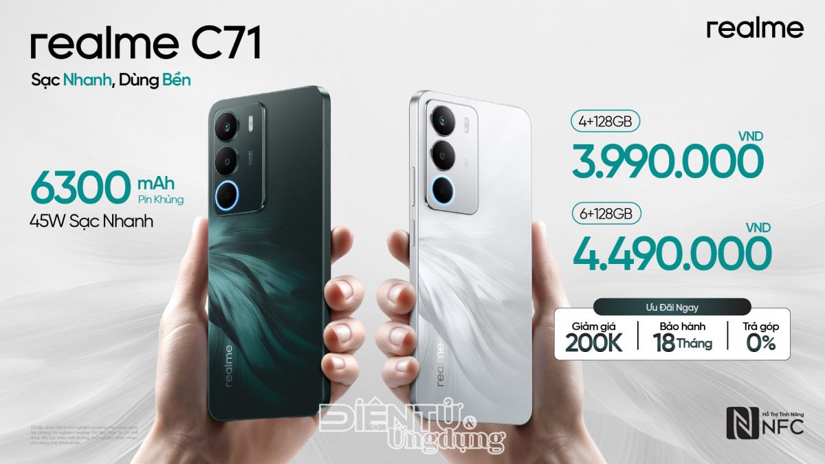 realme C71: sạc 1 giờ dùng 2 ngày