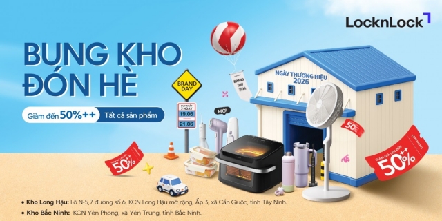LocknLock triển khai Brand Day 2026, giảm giá tới 50%++ hàng gia dụng tại hai kho lớn